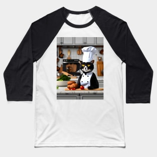 Chef Cat - Modern Digital Art Baseball T-Shirt